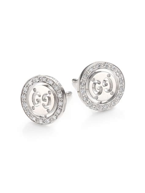 gucci earrings gold ebay|Gucci white gold stud earrings.